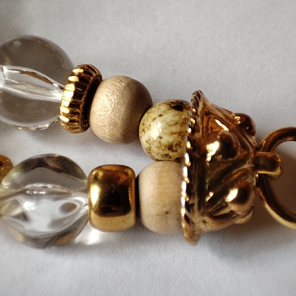 Limited Express Wood Acrylic Lucite Long EXP Gold Tone Dual Strand - Picture 12 of 16